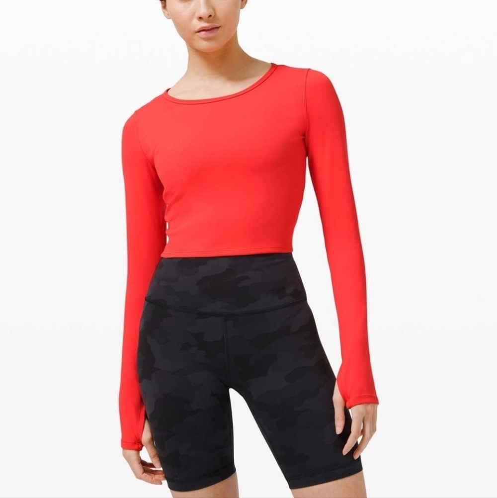 Lululemon Wunder Train Cropped Long SleevePink Punch
